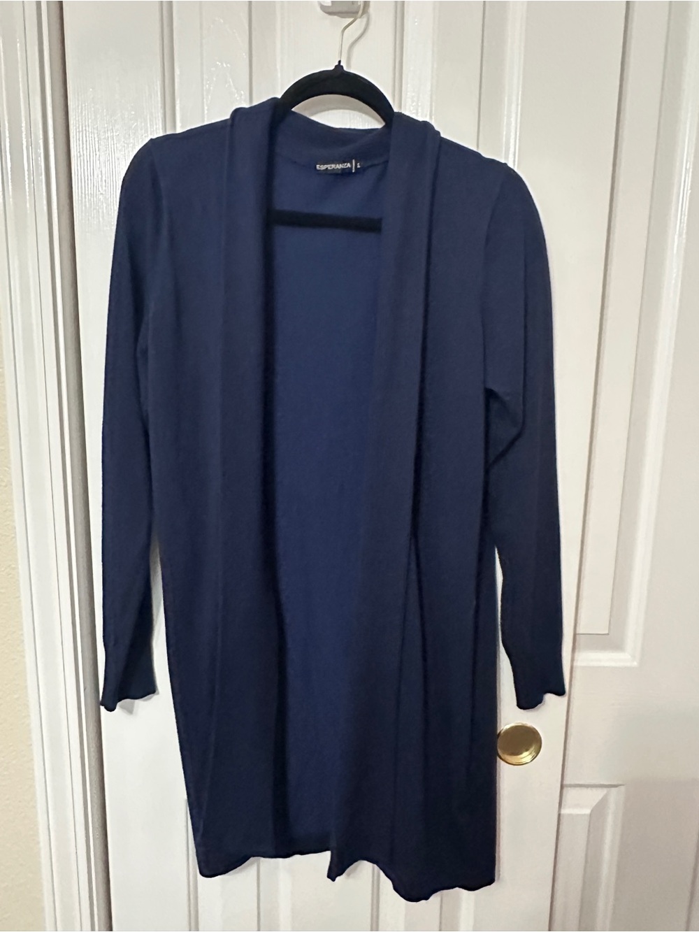 Esperanza Navy Longline Open-Front Cardigan